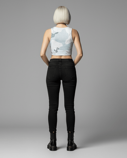 SNOW CAMOUFLAGE by Riffhaus - High-Stretch Short Women's Tank Top - Aurora Frozen Riff