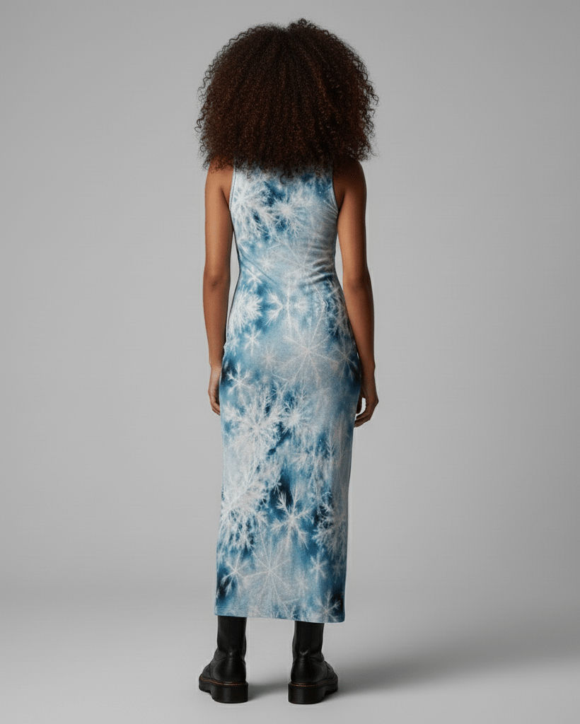 SNOW FLAKE by Riffhaus - Women's Vest Dress | Length To Ankle - Aurora Frozen Riff