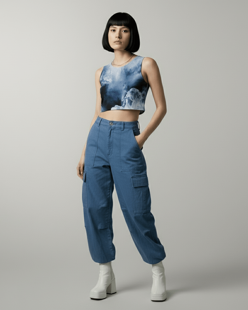 ICE TOWER by Riffhaus - Sleeveless Cropped Top - Aurora Frozen Riff