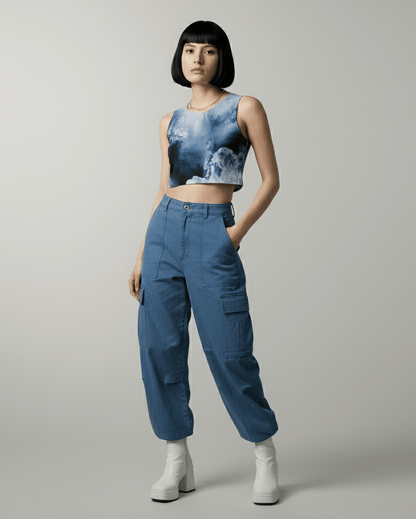 ICE TOWER by Riffhaus - Sleeveless Cropped Top - Aurora Frozen Riff