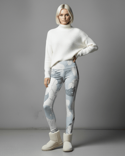 SNOW CAMOUFLAGE by Riffhaus - Functional Women's Yoga Leggings With Pockets - Aurora Frozen Riff