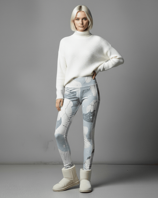 SNOW CAMOUFLAGE by Riffhaus - Functional Women's Yoga Leggings With Pockets - Aurora Frozen Riff