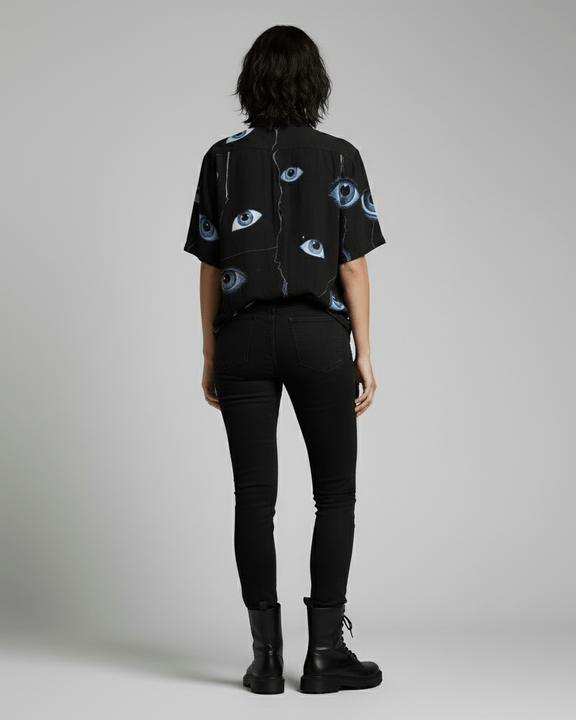 EYES OPEN by Riffhaus - Unisex Breathable Cotton Shirt - Aurora Frozen Riff