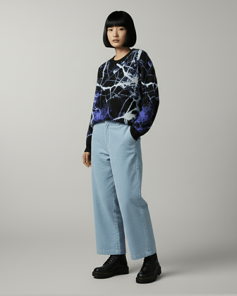 MIDNIGHT by Riffhaus - Knitted crew neck sweater - Aurora Frozen Riff