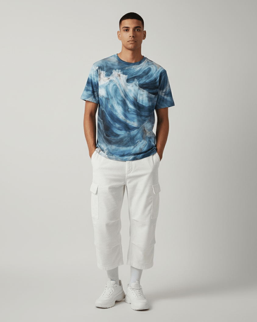 WAVE by Riffhaus - Unisex Short Sleeve T-shirt With Chest Pocket - Aurora Frozen Riff