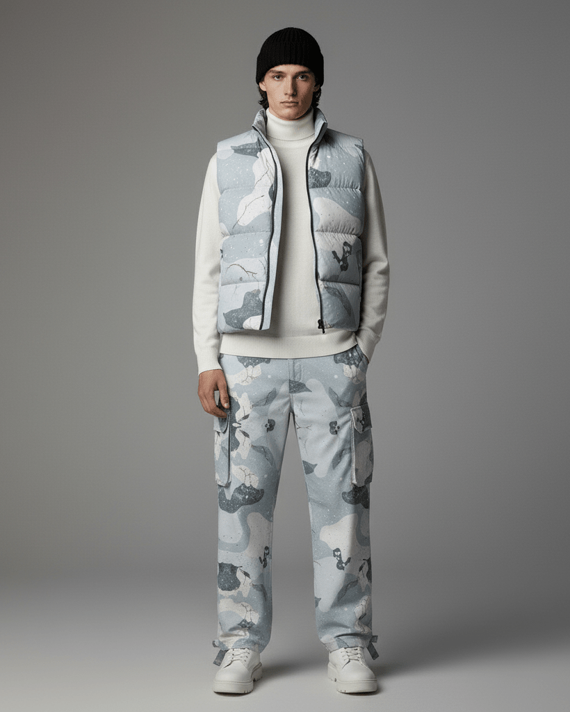 SNOW Warrior by Riffhaus - Unisex Cargo Pants - Aurora Frozen Riff