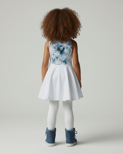 SNOW FLAKE Mommy & Me - Kid's Sleeveless Vest Dress - Aurora Frozen Riff