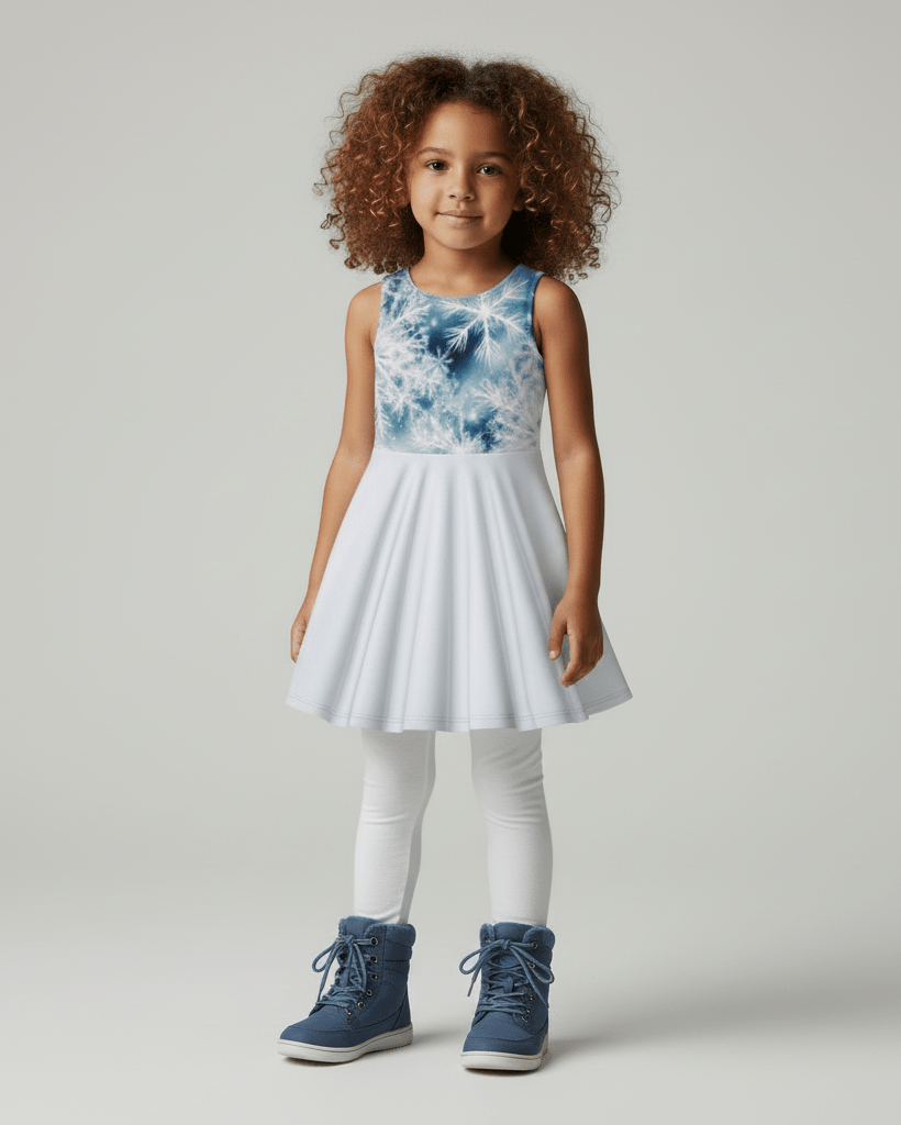 SNOW FLAKE Mommy & Me - Kid's Sleeveless Vest Dress - Aurora Frozen Riff
