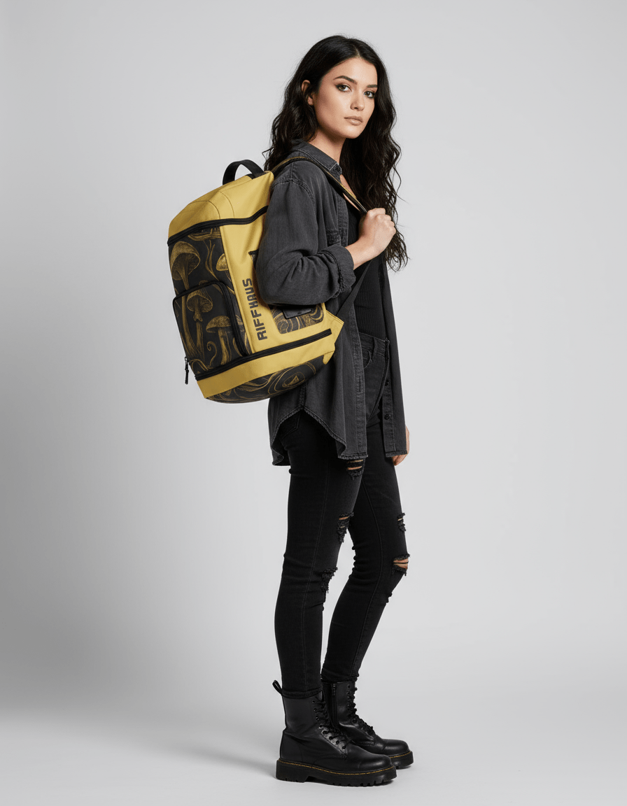 FORGING - Large Backpack with Mushroom Print - Sofia Isella Riff