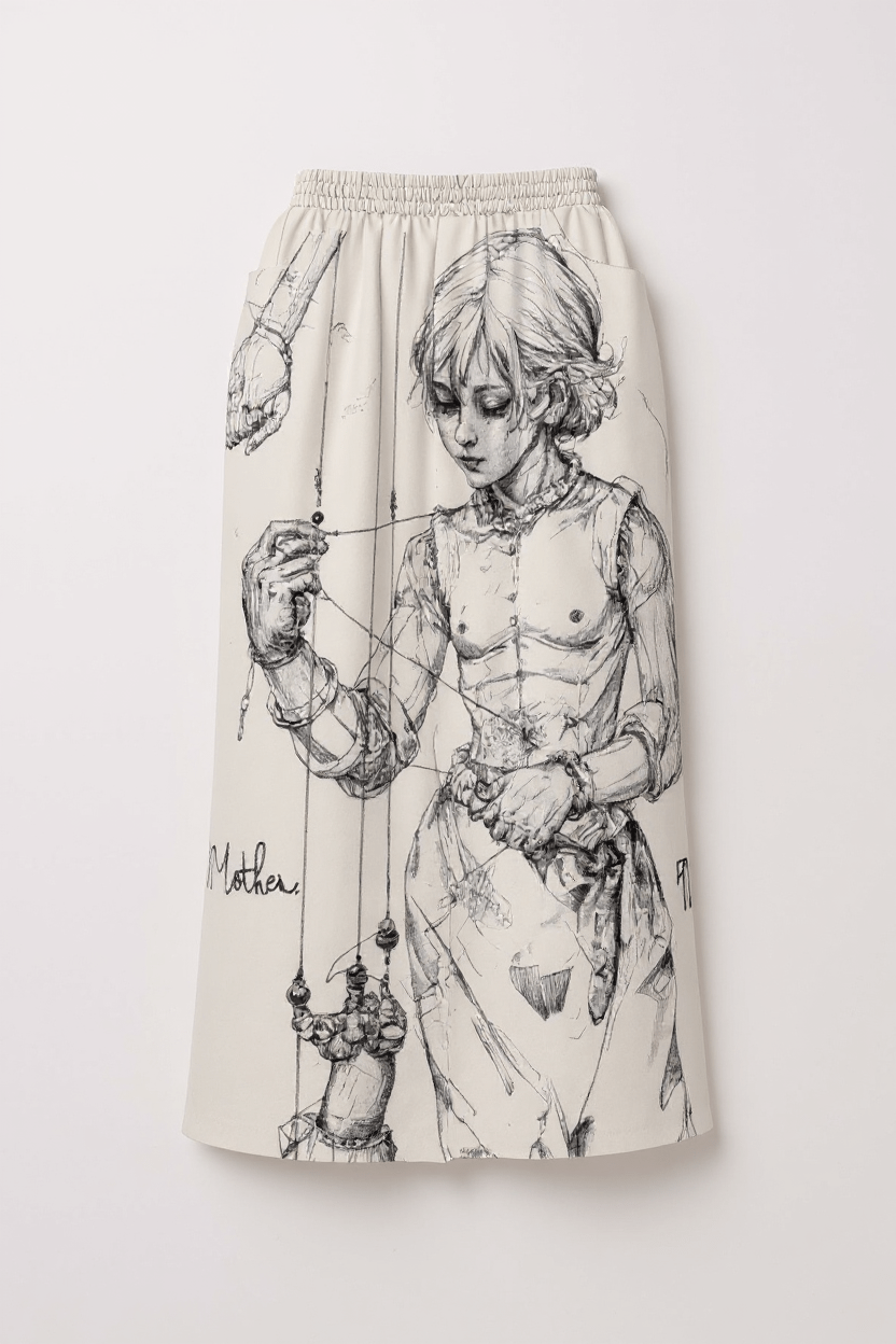 MOTHER MARIONETTE by Riffhaus - Women's Front Mid-slit Skirt - Sofia Isella Riff