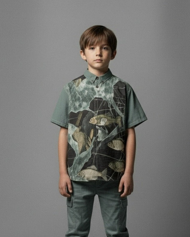 LAST TINY FISH by Riffhaus - Children's Shirt With Pocket 100% Cotton - Mini Me - Aurora Frozen Riff