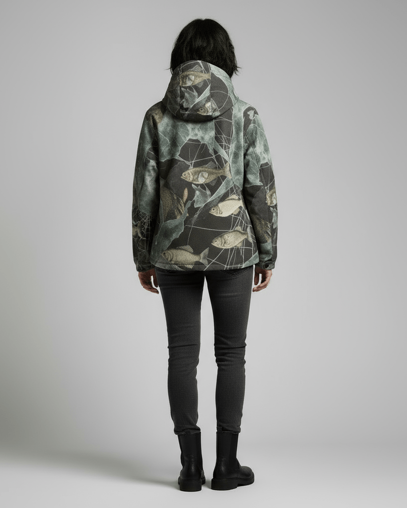 LAST FISH by Riffhaus - Urban Minimalist Cotton Twill Jacket - Aurora Frozen Riff