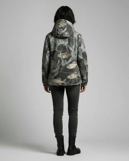 LAST FISH by Riffhaus - Urban Minimalist Cotton Twill Jacket - Aurora Frozen Riff