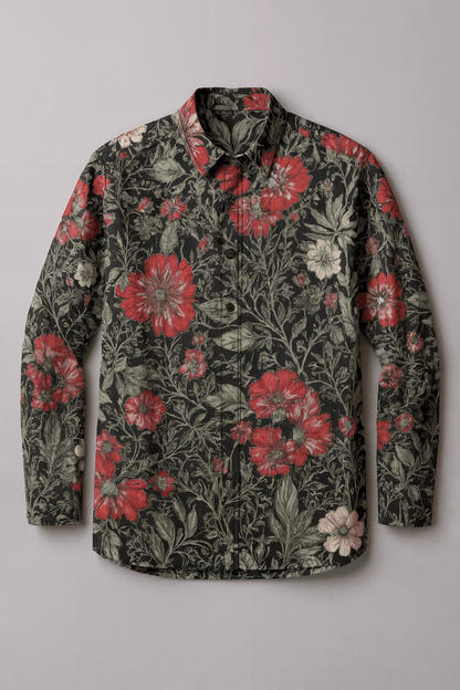 POSESSION - Men's Casual Lapel Long Cotton Sleeve Shirt - Florence + The Machine Riff