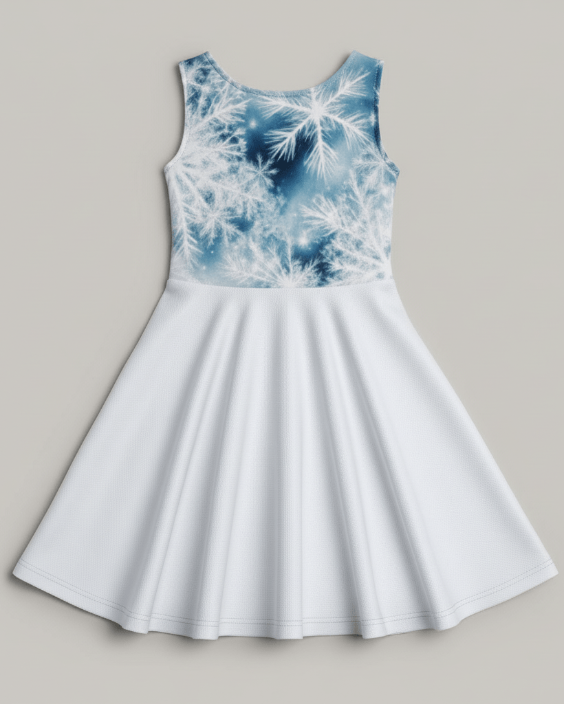 SNOW FLAKE Mommy & Me - Kid's Sleeveless Vest Dress - Aurora Frozen Riff