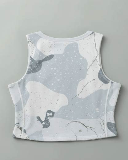 SNOW CAMOUFLAGE by Riffhaus - High-Stretch Short Women's Tank Top - Aurora Frozen Riff