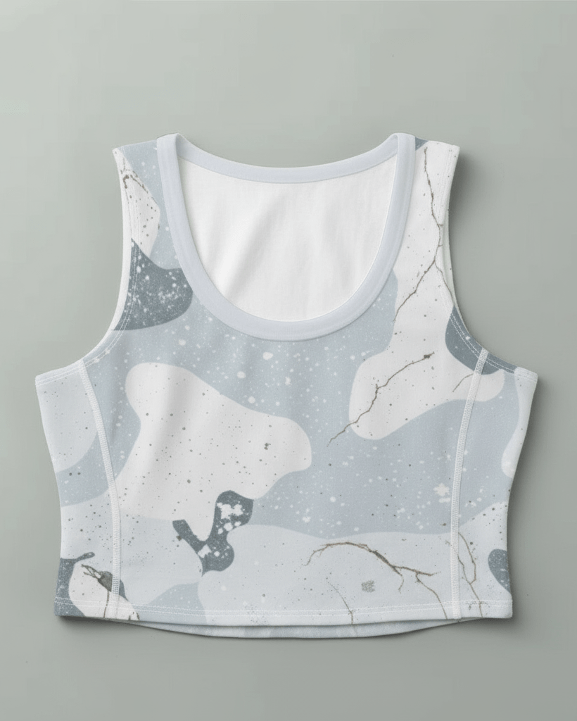 SNOW CAMOUFLAGE by Riffhaus - High-Stretch Short Women's Tank Top - Aurora Frozen Riff