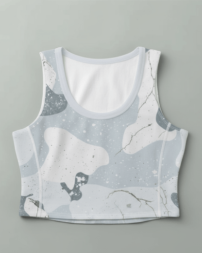 SNOW CAMOUFLAGE by Riffhaus - High-Stretch Short Women's Tank Top - Aurora Frozen Riff