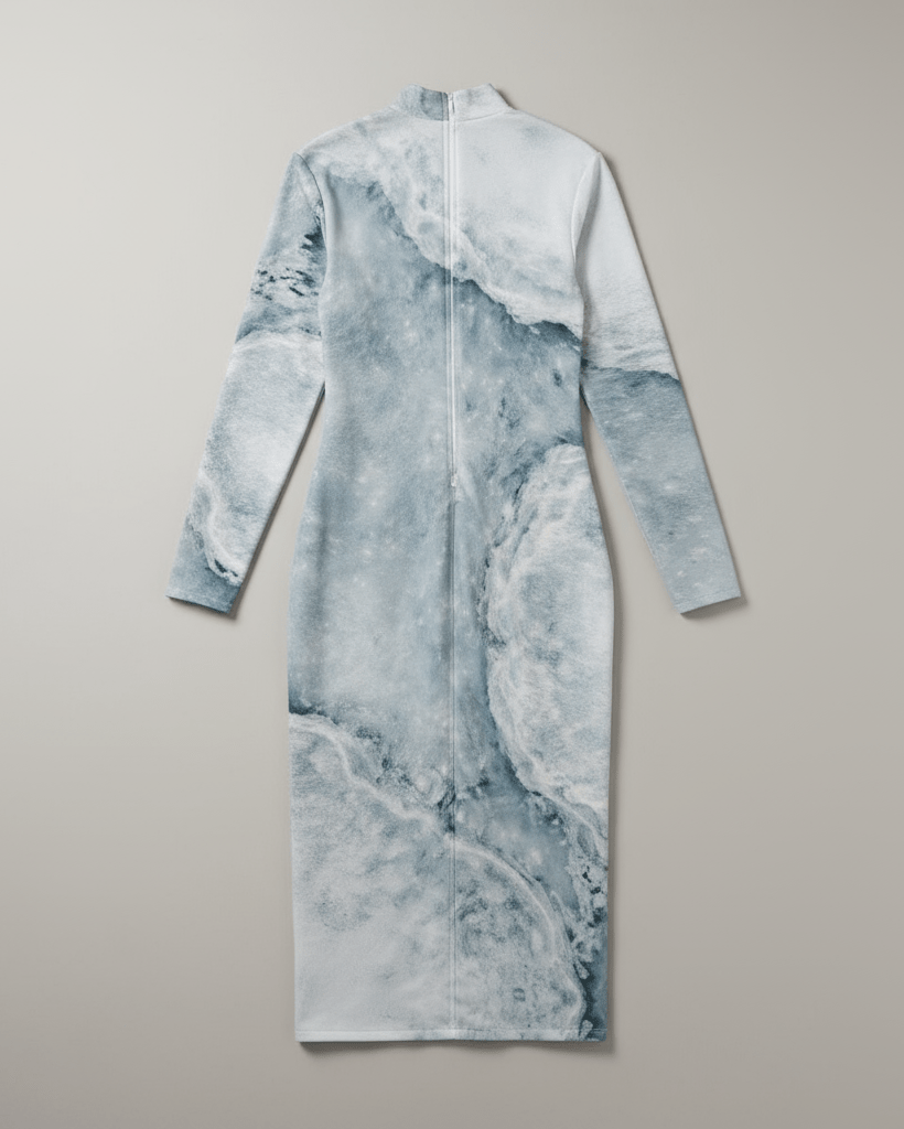 RIVER by Riffhaus - Mock Turtleneck Dress - Aurora Frozen Riff