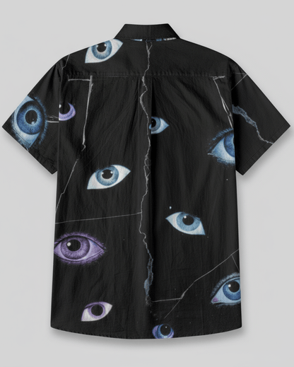 EYES OPEN by Riffhaus - Unisex Breathable Cotton Shirt - Aurora Frozen Riff