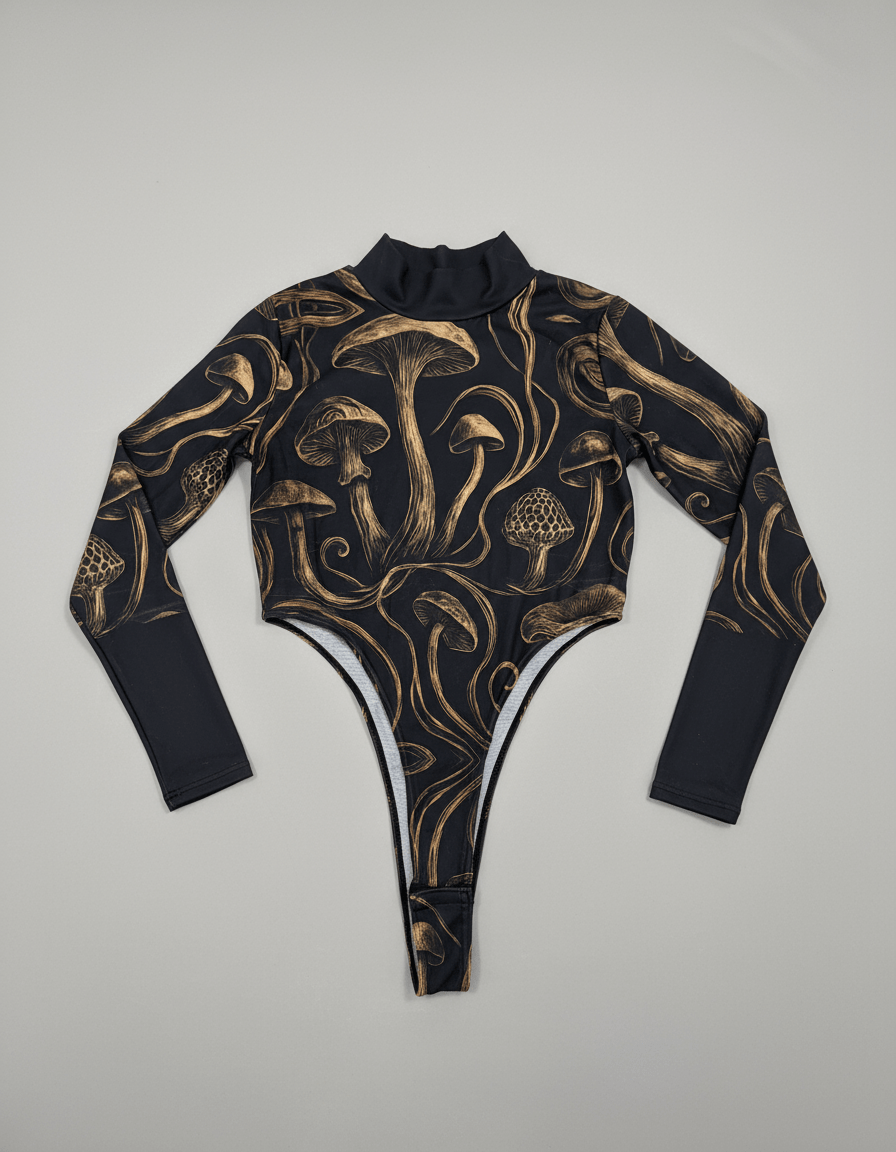 GOLDEN SHROOM - Highcut Turtleneck Bodysuit #GARDEN