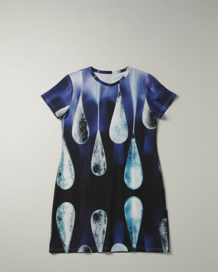 DROPS by Riffhaus - Women's Waist Tight Dress 100% Cotton - Frozen Aurora Riff
