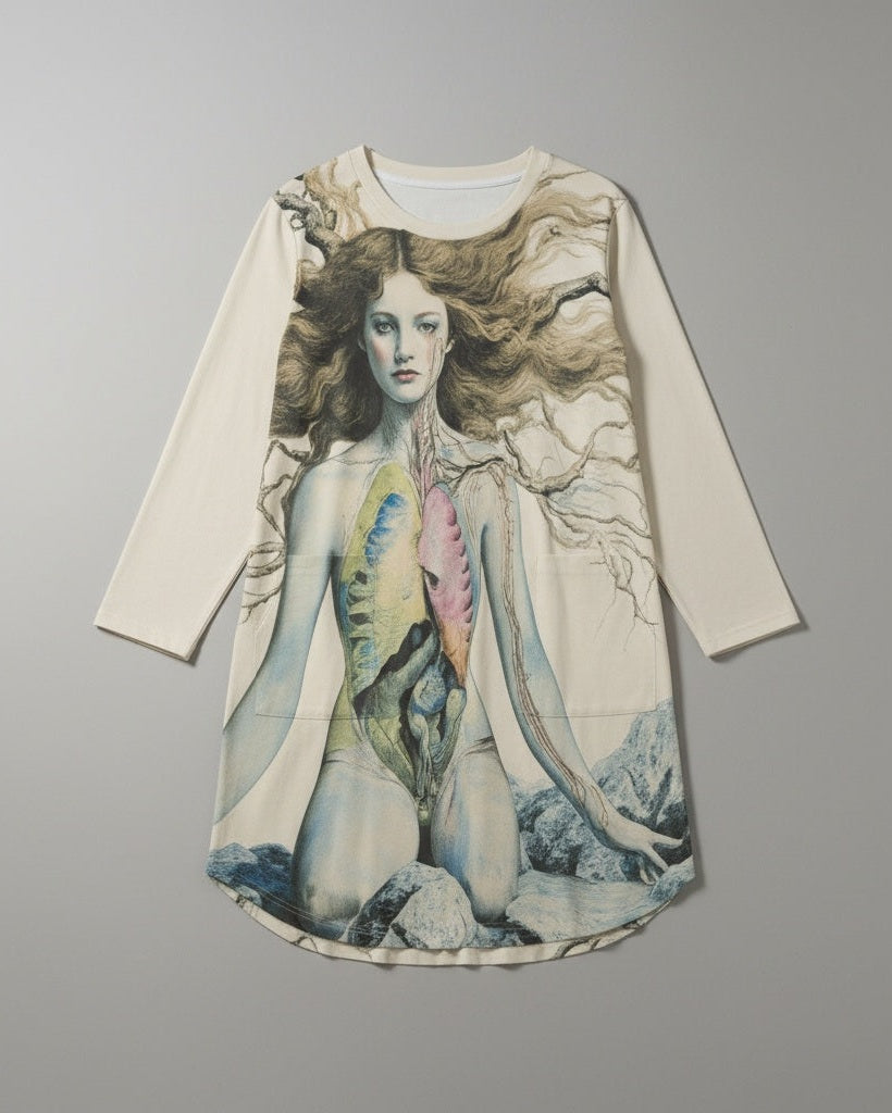 GROWTH by Riffhaus - Women's Dress w/ Pockets 100% Cotton - Aurora Frozen Riff