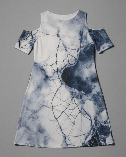 FROSTBITE by Riffhaus - Cold Shoulder Dress 100% Cotton - Aurora Frozen Riff