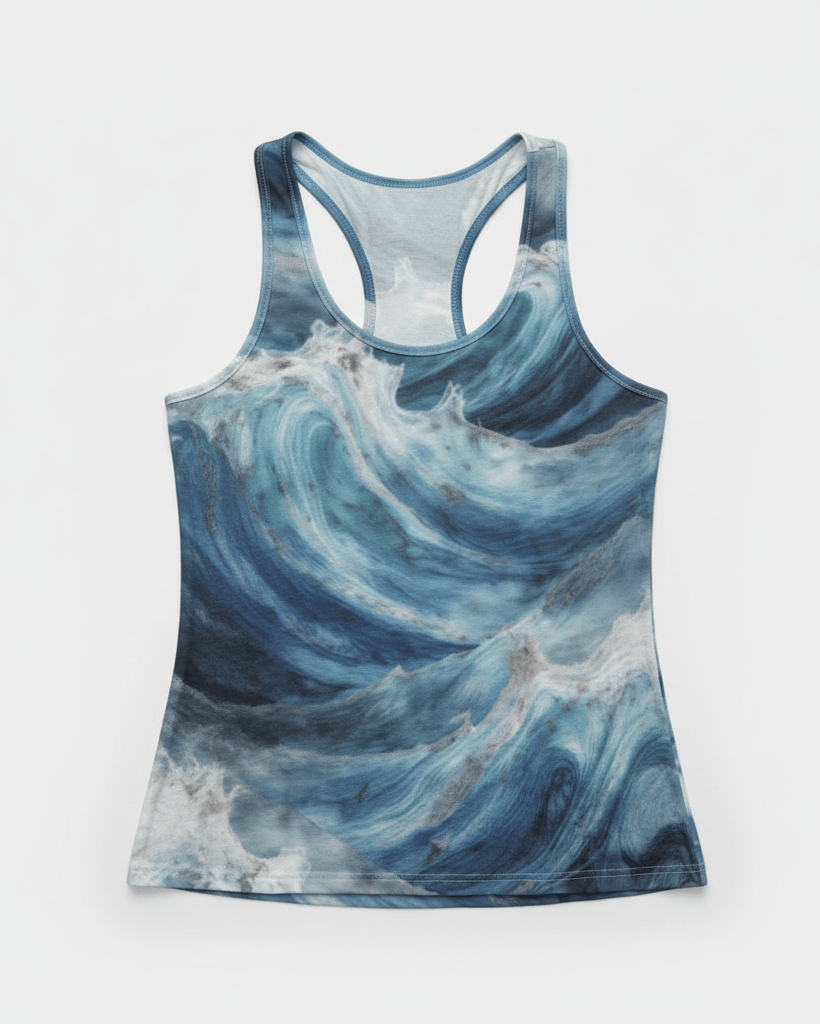WAVE by Riffhaus - Women's Racer Top 100% Cotton - Aurora Frozen Riff