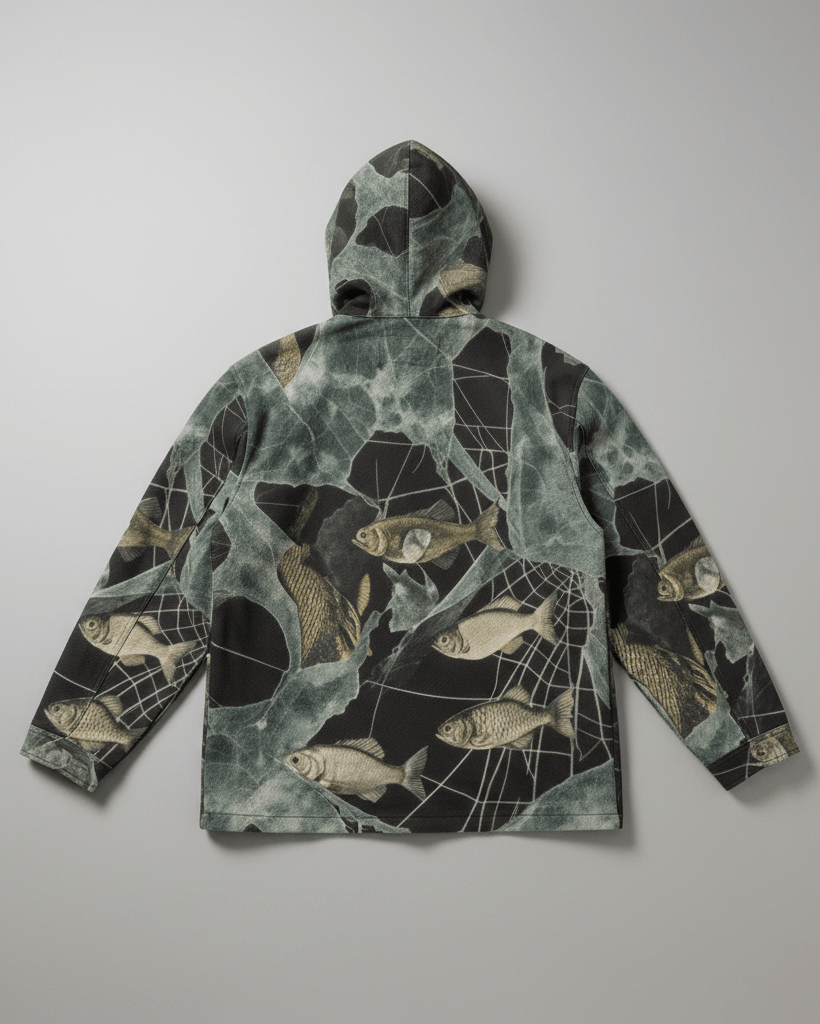 LAST FISH by Riffhaus - Urban Minimalist Cotton Twill Jacket - Aurora Frozen Riff