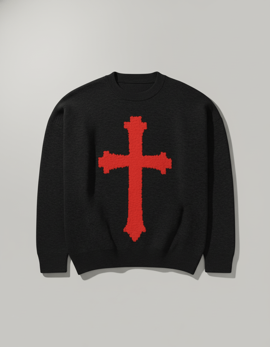 MARTYR by Riffhaus - Relaxed fit knitted crew neck sweater - Riff on Rosalia's Berghain