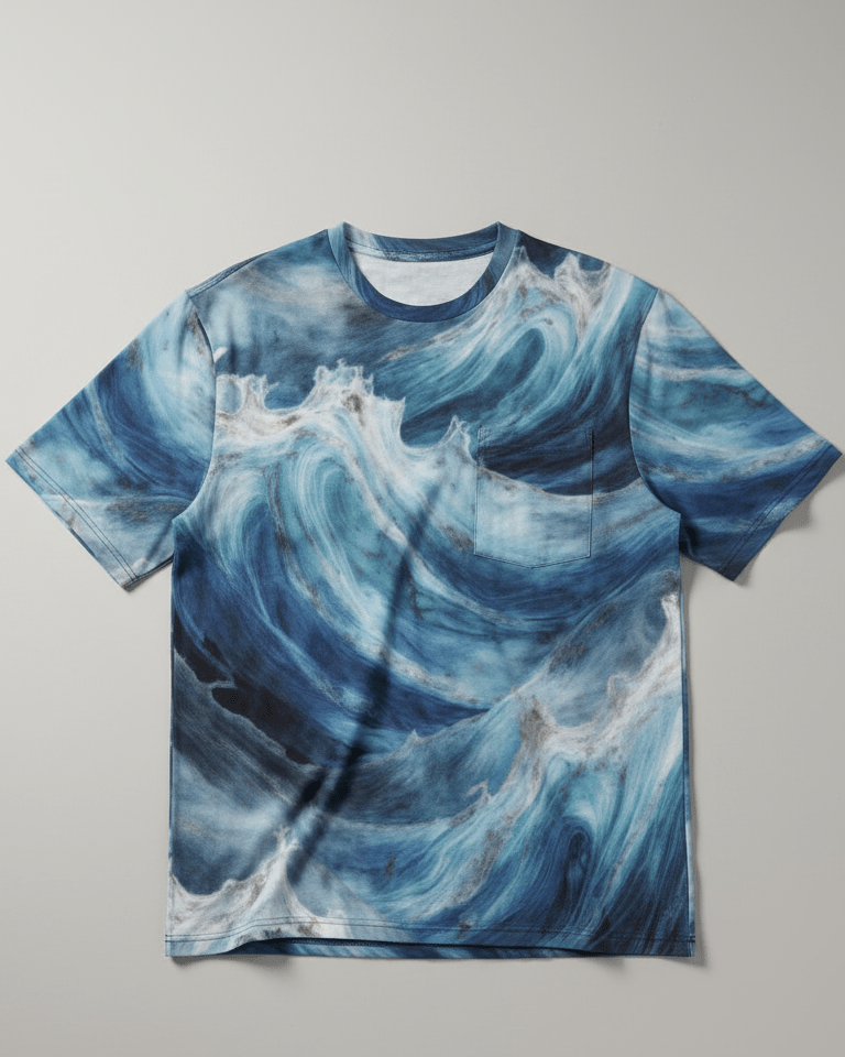WAVE by Riffhaus - Unisex Short Sleeve T-shirt With Chest Pocket - Aurora Frozen Riff