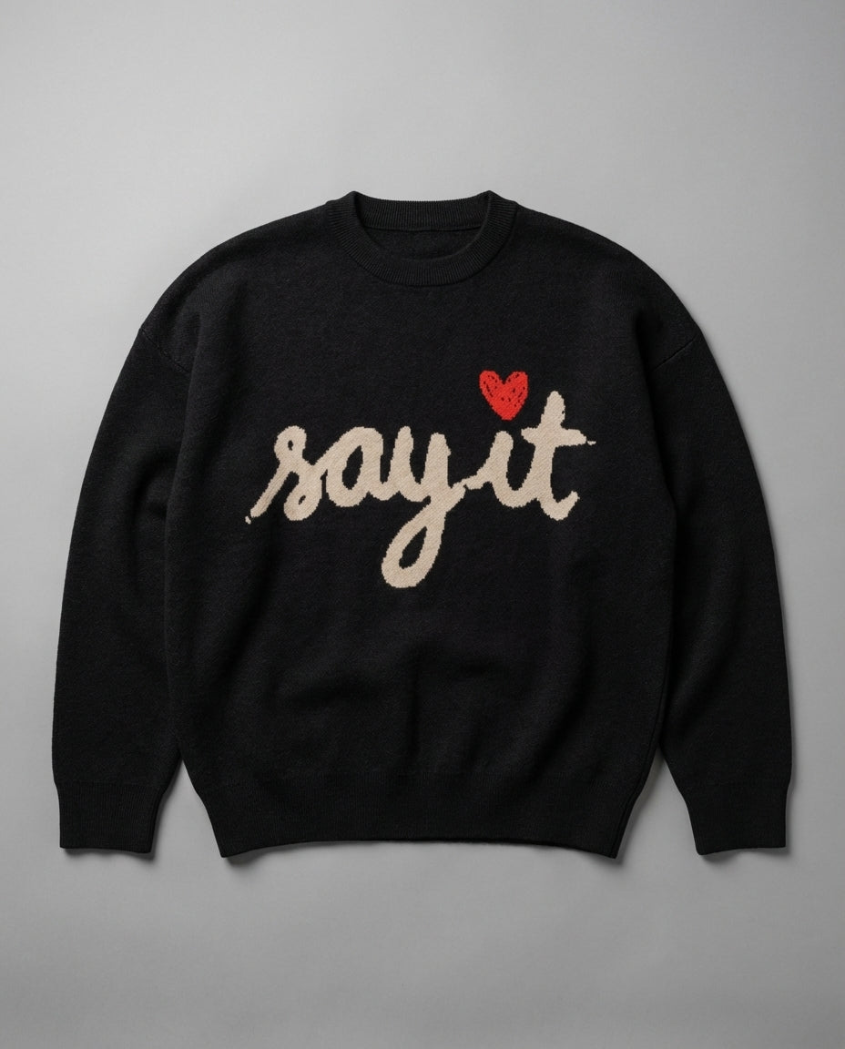 SAY IT - Relaxed fit knitted crew neck sweater - Rachel Chinouriri Riff