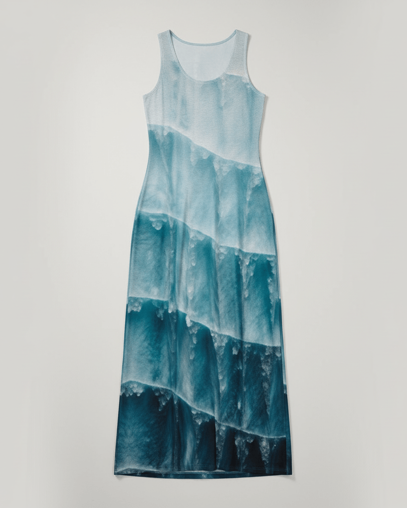 GLACIER by Riffhaus - Women's Vest Dress | Length To Ankle - Aurora Frozen Riff