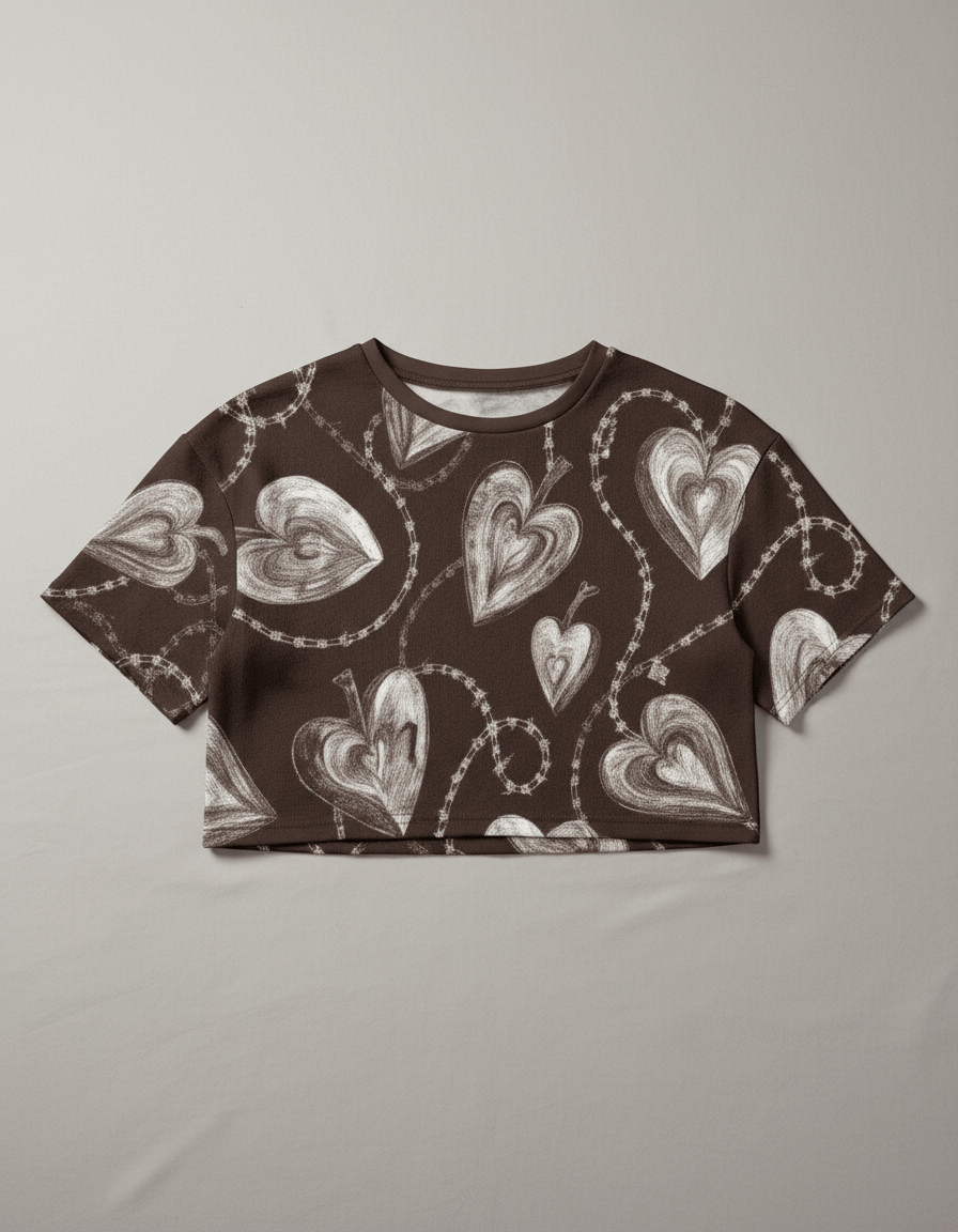 SACRED HEART by Riffhaus - Women's Cropped Cotton T-shirt - Riff on Rosalía's Berghain