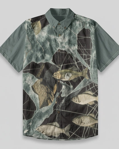 LAST FISH by Riffhaus - Unisex Breathable Cotton Shirt - Frozen Aurora Riff