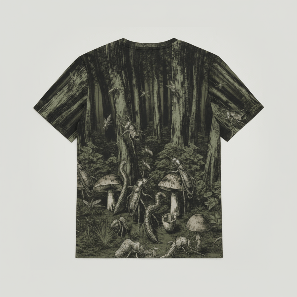 DEEP FOREST by Riffhaus - Sleeve T-shirt w/ Buttons #GARDEN