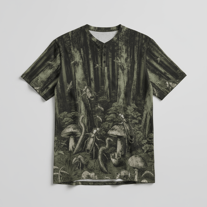 DEEP FOREST by Riffhaus - Sleeve T-shirt w/ Buttons #GARDEN