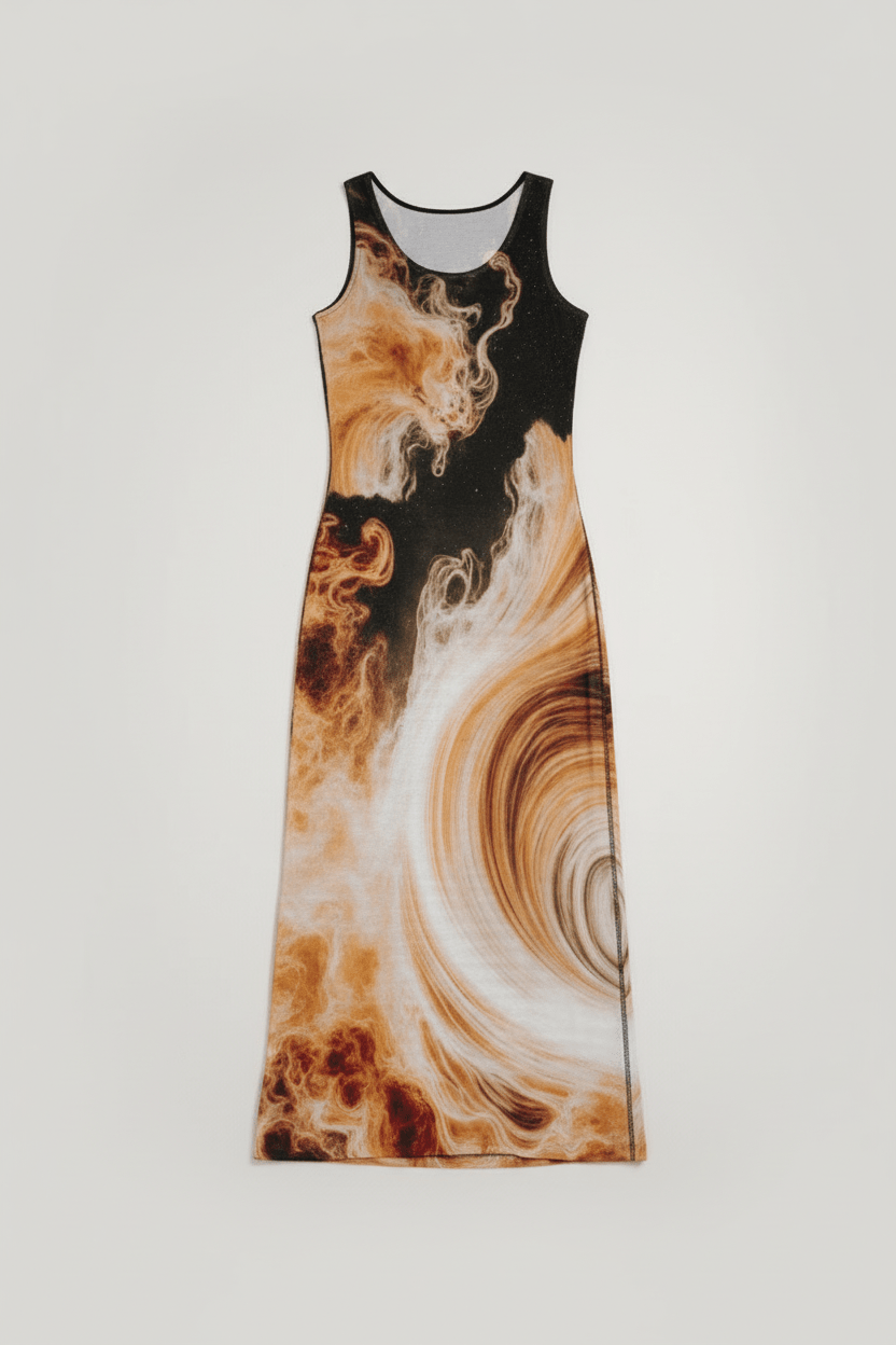 Controlled BURN by Riffhaus - Women's Vest Dress | Length To Ankle - Elemental Riff
