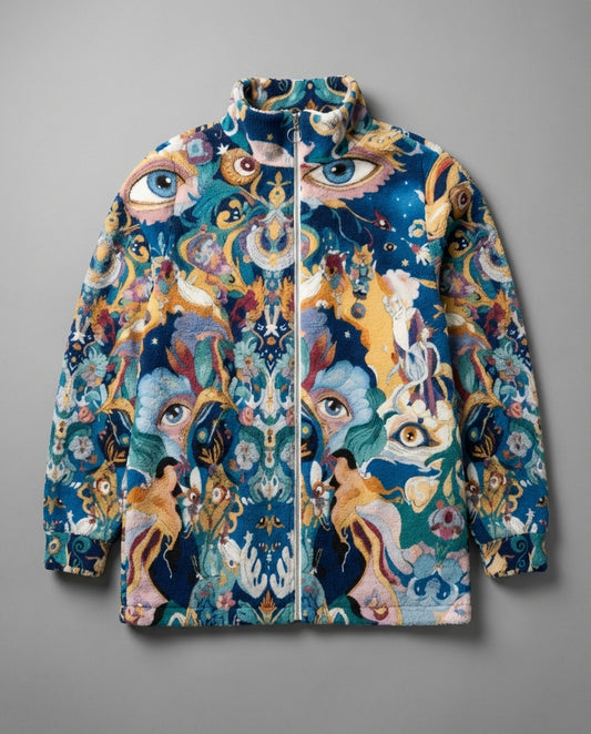 ISAAC by Riffhaus - Unisex Borg Fleece Stand-up Collar Coat With Zipper Closure