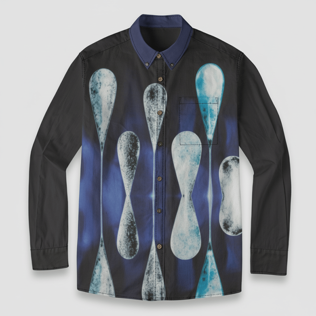 TEARS by Riffhaus - Casual Lapel Long Sleeve Shirt 100% Cotton - Aurora Frozen Riff