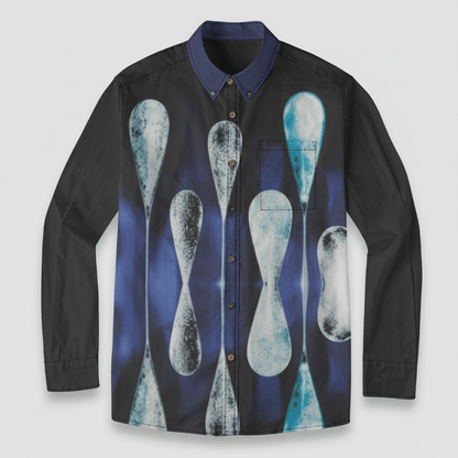 TEARS by Riffhaus - Casual Lapel Long Sleeve Shirt 100% Cotton - Aurora Frozen Riff