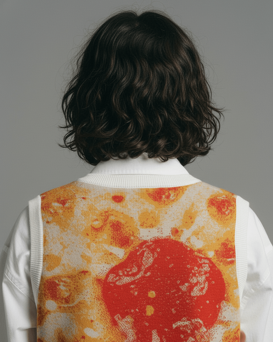 12/4 Bubbling - Knit V-neck vest - Riff on Noga Erez