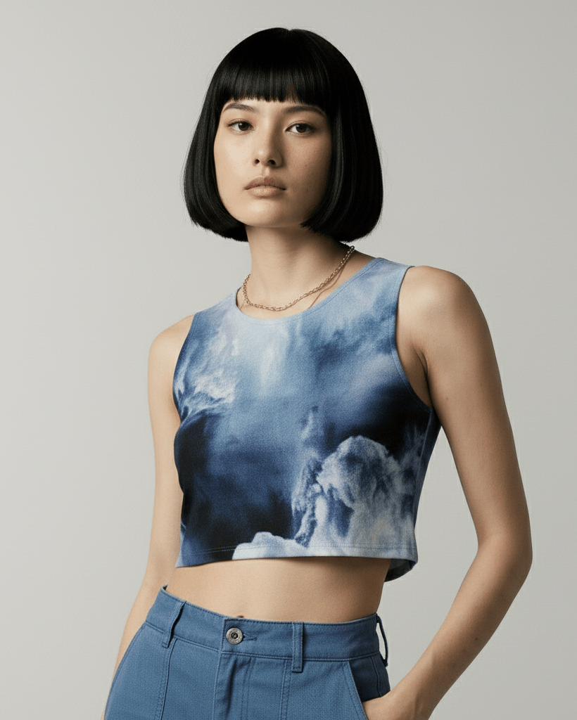 ICE TOWER by Riffhaus - Sleeveless Cropped Top - Aurora Frozen Riff