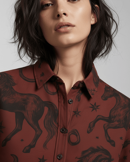 POSSESSED STALLION by Riffhaus – Men's Long Sleeve Cotton Shirt - Florence + The Machine Riff