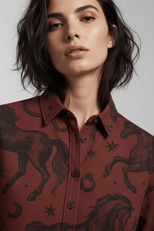 POSSESSED STALLION by Riffhaus – Men's Long Sleeve Cotton Shirt - Florence + The Machine Riff