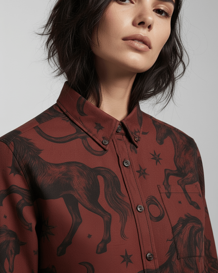 POSSESSED STALLION by Riffhaus – Men's Long Sleeve Cotton Shirt - Florence + The Machine Riff