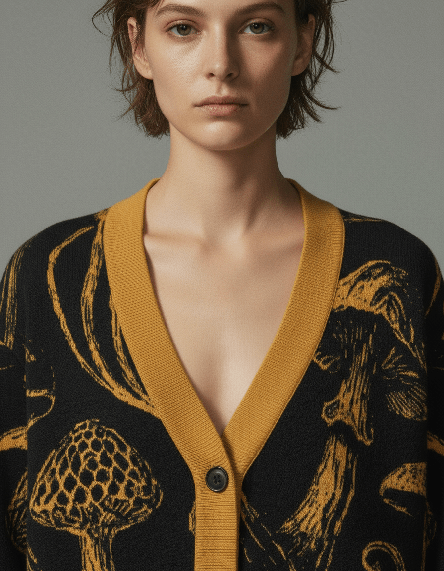 GOLDEN SHROOM by Riffhaus - Knitted Cardigan #GARDEN