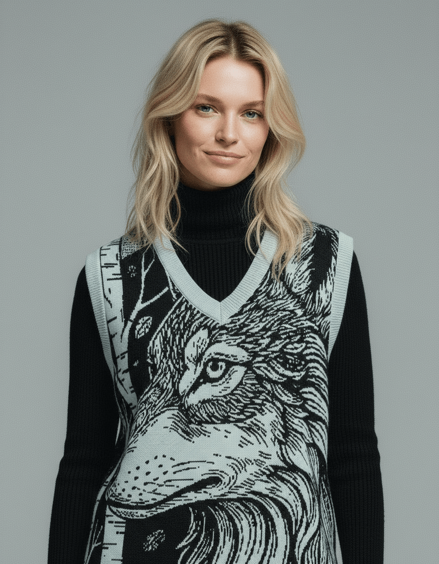 WOLFES - Knit V-neck vest - Riff on Aurora