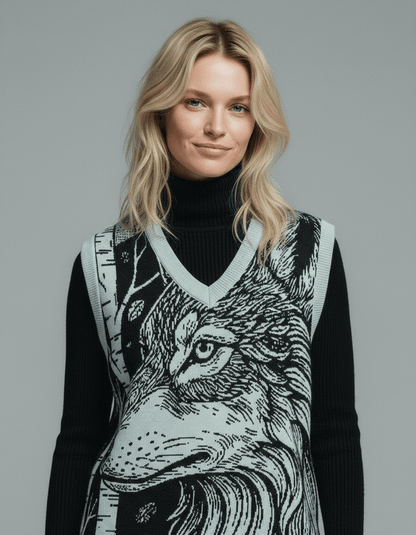 WOLFES - Knit V-neck vest - Riff on Aurora